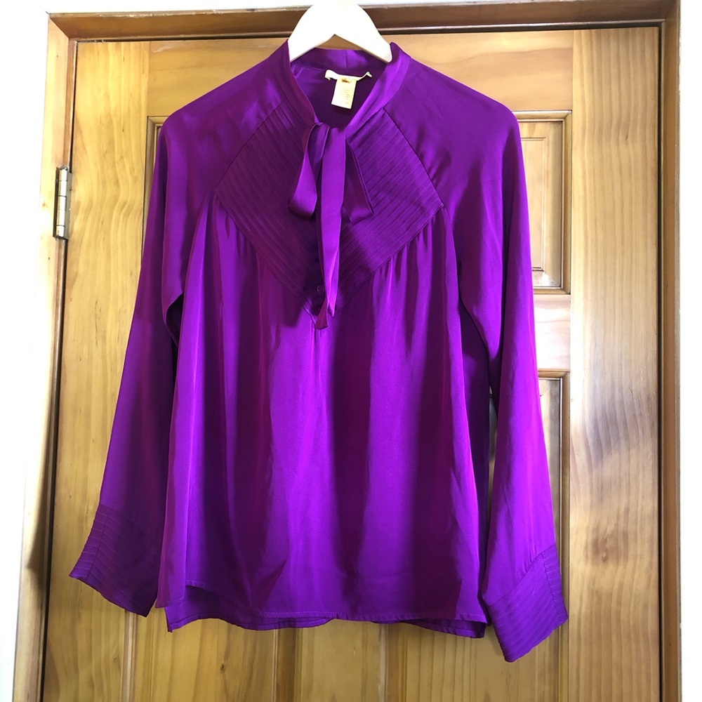 CATHERINE MALANDRINO Women's Silk Blouse Size 4 / Stylish Shirt / Fuchsia Pink
